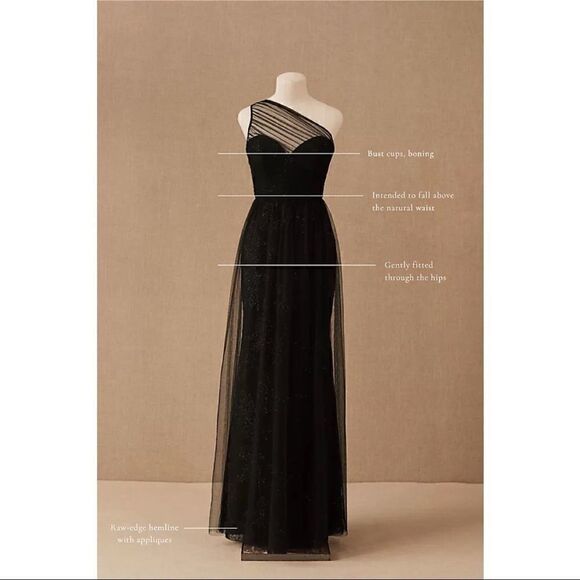 NEW BHLDN Anthropologie Hayley Paige Phoebe One Shoulder Maxi Wedding Dress SZ 4 - Picture 6 of 6